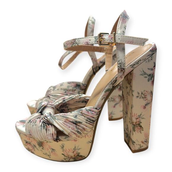 EXPRESS | NWT | 6 | Floral Twist Strap Multi-Color Platform Heeled Sandals - Picture 6 of 12